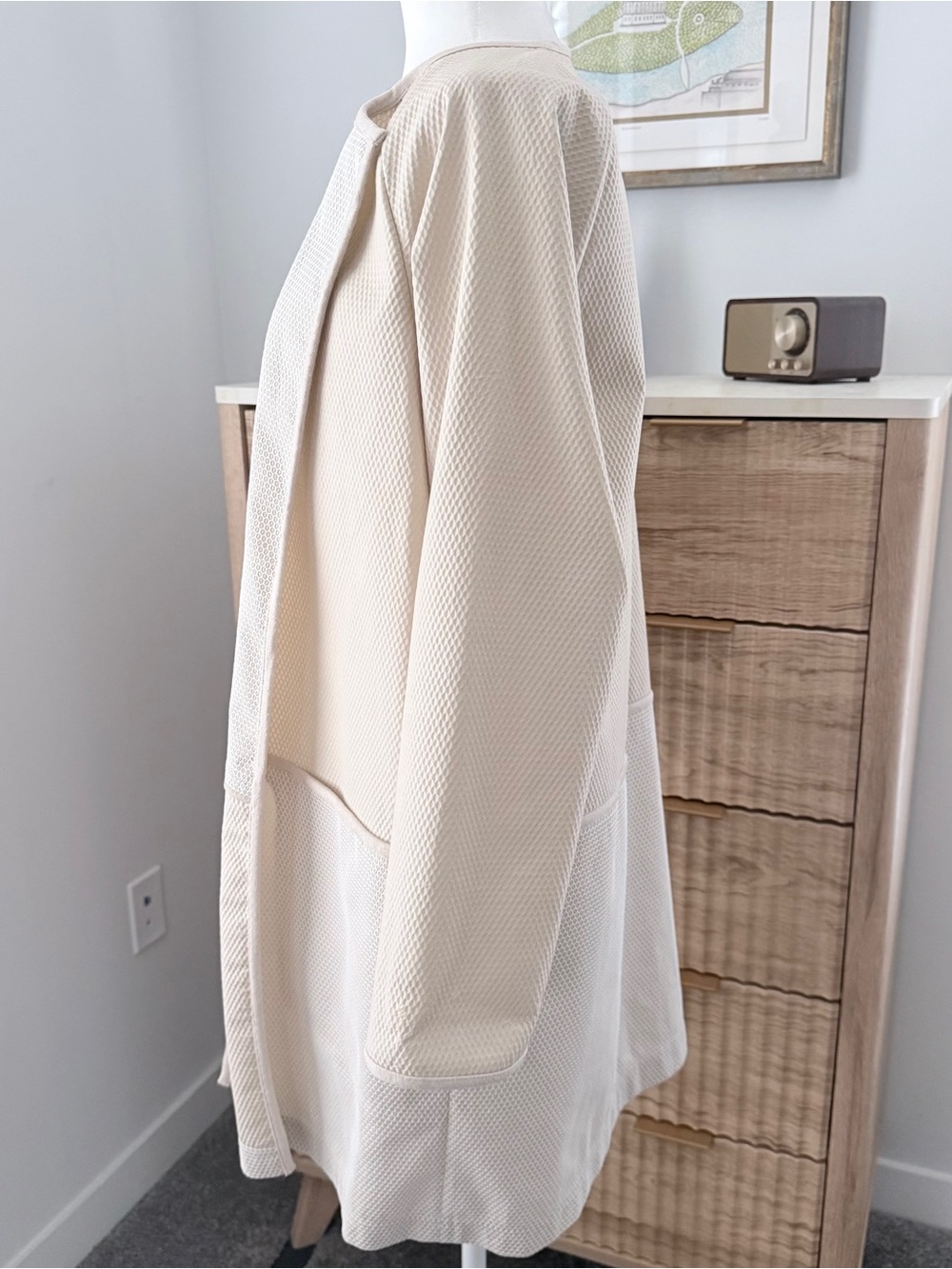 Lafayette 148 New York honeycomb ivory open front light jacket med - Picture 4 of 7
